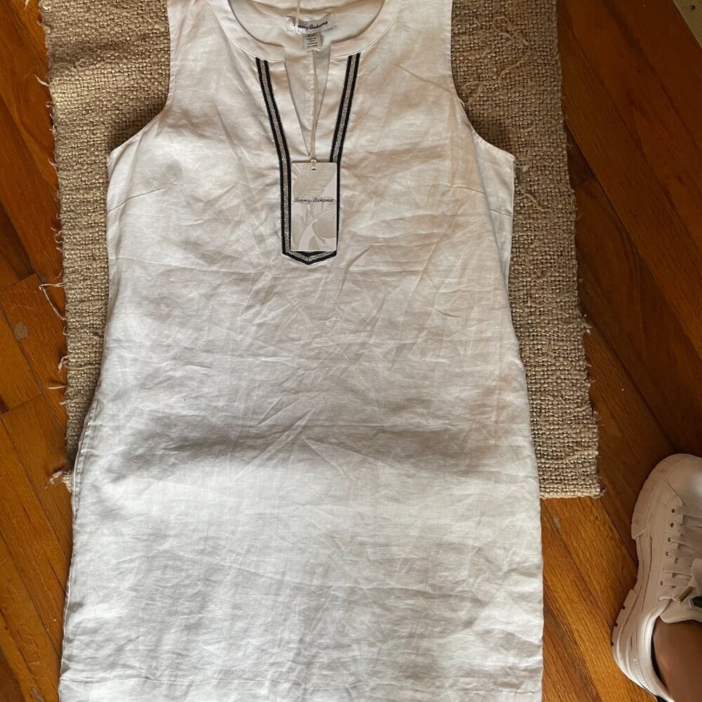 Tommy Bahama Two Palms Linen Shift Dress NWT • White Sleeveless Size S